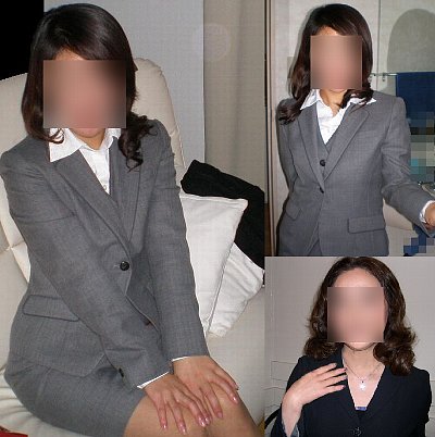 人妻のスーツ画像・フォーマルスーツ着用の人妻ラブホ撮影